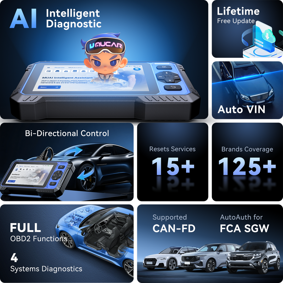 AI Bidirectional OBD2 Scanner for DIYers | MUCAR 632 (4 Systems) – MUCARUS