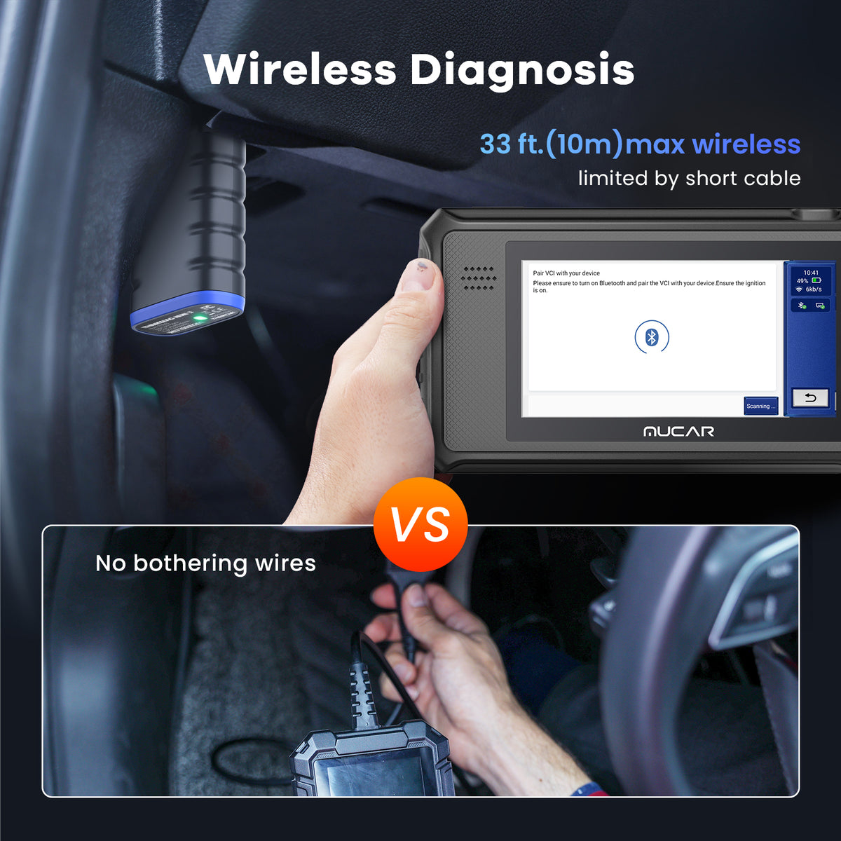 Nucar Scanner MUCAR VO6 OBD2 All-System Diagnostic Scan Tool, 28 Resets Car Scanner ...